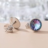 image:imageRound Austrian Crystal Stud Earrings for Women Fashion 925 Sterling Silver Hypoallergenic JewelryVitrail Light
