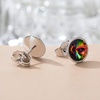 image:imageRound Austrian Crystal Stud Earrings for Women Fashion 925 Sterling Silver Hypoallergenic JewelryVitrail Medium