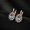image:imageStunning Austrian Crystal Halo Teardrop Leverback Drop Earrings for Women 14K Gold Plated Hypoallergenic JewelryLight Blue
