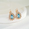 image:imageStunning Austrian Crystal Halo Teardrop Leverback Drop Earrings for Women 14K Gold Plated Hypoallergenic JewelryLight Blue