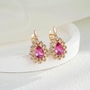 image:imageStunning Austrian Crystal Halo Teardrop Leverback Drop Earrings for Women 14K Gold Plated Hypoallergenic JewelryRose Pink