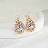 image:imageStunning Austrian Crystal Halo Teardrop Leverback Drop Earrings for Women 14K Gold Plated Hypoallergenic JewelryWhite Clear