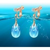 image:imageTeardrop Austrian Crystal Drop Clip On Dangle Earrings for Women Non Pierced 14K Rose Gold Plated Hypoallergenic JewelryAquamarine