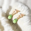 image:imageTeardrop Austrian Crystal Drop Clip On Dangle Earrings for Women Non Pierced 14K Rose Gold Plated Hypoallergenic JewelryGreen