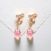 image:imageTeardrop Austrian Crystal Drop Clip On Dangle Earrings for Women Non Pierced 14K Rose Gold Plated Hypoallergenic JewelryPink