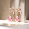 image:imageTeardrop Austrian Crystal Drop Clip On Dangle Earrings for Women Non Pierced 14K Rose Gold Plated Hypoallergenic JewelryPink