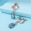 image:imageTeardrop Austrian Crystal Drop Clip On Dangle Earrings for Women Non Pierced 14K Rose Gold Plated Hypoallergenic JewelryRainbow