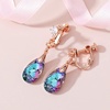 image:imageTeardrop Austrian Crystal Drop Clip On Dangle Earrings for Women Non Pierced 14K Rose Gold Plated Hypoallergenic JewelryVitrail Light
