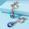 image:imageTeardrop Austrian Crystal Drop Clip On Dangle Earrings for Women Non Pierced 14K Rose Gold Plated Hypoallergenic JewelryVitrail Light