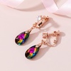 image:imageTeardrop Austrian Crystal Drop Clip On Dangle Earrings for Women Non Pierced 14K Rose Gold Plated Hypoallergenic JewelryVitrail Medium