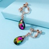 image:imageTeardrop Austrian Crystal Drop Clip On Dangle Earrings for Women Non Pierced 14K Rose Gold Plated Hypoallergenic JewelryVitrail Medium