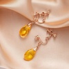 image:imageTeardrop Austrian Crystal Drop Clip On Dangle Earrings for Women Non Pierced 14K Rose Gold Plated Hypoallergenic JewelryYellow Golden