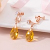 image:imageTeardrop Austrian Crystal Drop Clip On Dangle Earrings for Women Non Pierced 14K Rose Gold Plated Hypoallergenic JewelryYellow Golden