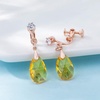 image:imageTeardrop Austrian Crystal Drop Clip On Dangle Earrings for Women Non Pierced 14K Rose Gold Plated Hypoallergenic JewelryYellow Golden