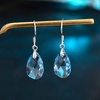 image:imageTeardrop Austrian Crystal Drop Dangle Earrings for Women 925 Sterling Silver Hook Hypoallergenic JewelryAquamarine