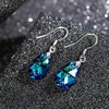 image:imageTeardrop Austrian Crystal Drop Dangle Earrings for Women 925 Sterling Silver Hook Hypoallergenic JewelryBermuda Blue