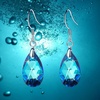 image:imageTeardrop Austrian Crystal Drop Dangle Earrings for Women 925 Sterling Silver Hook Hypoallergenic JewelryBermuda Blue