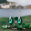 image:imageTeardrop Austrian Crystal Drop Dangle Earrings for Women 925 Sterling Silver Hook Hypoallergenic JewelryEmerald