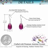 image:imageTeardrop Austrian Crystal Drop Dangle Earrings for Women 925 Sterling Silver Hook Hypoallergenic JewelryFuchsia