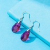 image:imageTeardrop Austrian Crystal Drop Dangle Earrings for Women 925 Sterling Silver Hook Hypoallergenic JewelryFuchsia