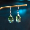 image:imageTeardrop Austrian Crystal Drop Dangle Earrings for Women 925 Sterling Silver Hook Hypoallergenic JewelryGreen