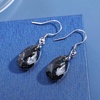 image:imageTeardrop Austrian Crystal Drop Dangle Earrings for Women 925 Sterling Silver Hook Hypoallergenic JewelryGreyBlack