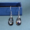 image:imageTeardrop Austrian Crystal Drop Dangle Earrings for Women 925 Sterling Silver Hook Hypoallergenic JewelryGreyBlack