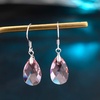 image:imageTeardrop Austrian Crystal Drop Dangle Earrings for Women 925 Sterling Silver Hook Hypoallergenic JewelryPink