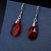 image:imageTeardrop Austrian Crystal Drop Dangle Earrings for Women 925 Sterling Silver Hook Hypoallergenic JewelryRed