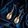 image:imageTeardrop Austrian Crystal Drop Dangle Earrings for Women 925 Sterling Silver Hook Hypoallergenic JewelryTopaz