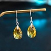image:imageTeardrop Austrian Crystal Drop Dangle Earrings for Women 925 Sterling Silver Hook Hypoallergenic JewelryYellow