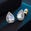 image:imageTeardrop Austrian Crystal Halo Stud Earrings for Women Fashion 925 Sterling Silver Hypoallergenic JewelryClear White