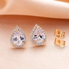 image:imageTeardrop Austrian Crystal Halo Stud Earrings for Women Fashion 925 Sterling Silver Hypoallergenic JewelryClear White
