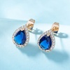 image:imageTeardrop Austrian Crystal Halo Stud Earrings for Women Fashion 925 Sterling Silver Hypoallergenic JewelryDark Blue