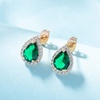 image:imageTeardrop Austrian Crystal Halo Stud Earrings for Women Fashion 925 Sterling Silver Hypoallergenic JewelryGreen