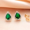 image:imageTeardrop Austrian Crystal Halo Stud Earrings for Women Fashion 925 Sterling Silver Hypoallergenic JewelryGreen