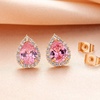 image:imageTeardrop Austrian Crystal Halo Stud Earrings for Women Fashion 925 Sterling Silver Hypoallergenic JewelryPink