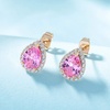 image:imageTeardrop Austrian Crystal Halo Stud Earrings for Women Fashion 925 Sterling Silver Hypoallergenic JewelryPink