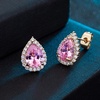 image:imageTeardrop Austrian Crystal Halo Stud Earrings for Women Fashion 925 Sterling Silver Hypoallergenic JewelryPink