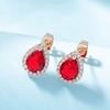 image:imageTeardrop Austrian Crystal Halo Stud Earrings for Women Fashion 925 Sterling Silver Hypoallergenic JewelryRed