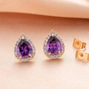image:imageTeardrop Austrian Crystal Halo Stud Earrings for Women Fashion 925 Sterling Silver Hypoallergenic JewelryTanzanite