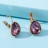 image:imageTeardrop Austrian Crystal Leverback Drop Earrings for Women 14K Rose Gold Plated Hypoallergenic JewelryAmethyst