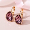 image:imageTeardrop Austrian Crystal Leverback Drop Earrings for Women 14K Rose Gold Plated Hypoallergenic JewelryAmethyst