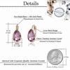 image:imageTeardrop Austrian Crystal Leverback Drop Earrings for Women 14K Rose Gold Plated Hypoallergenic JewelryAmethyst