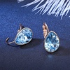 image:imageTeardrop Austrian Crystal Leverback Drop Earrings for Women 14K Rose Gold Plated Hypoallergenic JewelryAquamarine
