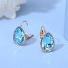 image:imageTeardrop Austrian Crystal Leverback Drop Earrings for Women 14K Rose Gold Plated Hypoallergenic JewelryAquamarine