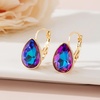 image:imageTeardrop Austrian Crystal Leverback Drop Earrings for Women 14K Rose Gold Plated Hypoallergenic JewelryBlueViolet