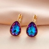 image:imageTeardrop Austrian Crystal Leverback Drop Earrings for Women 14K Rose Gold Plated Hypoallergenic JewelryBlueViolet