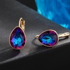 image:imageTeardrop Austrian Crystal Leverback Drop Earrings for Women 14K Rose Gold Plated Hypoallergenic JewelryBlueViolet
