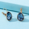 image:imageTeardrop Austrian Crystal Leverback Drop Earrings for Women 14K Rose Gold Plated Hypoallergenic JewelryDenim Blue